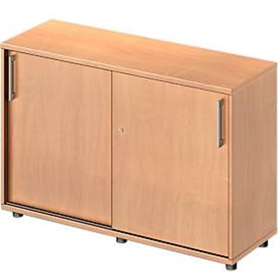Schäfer Shop Genius Schuifdeurkast TETRIS WOOD, 2 ordnerhoogten, B 1200 mm, hoogte incl. glijders, beukenpatroon