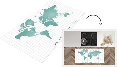 Keukenloper - Loper keuken - Wereldkaart - Mintgroen - Modern - 120x60 cm - Keukenloper vinyl