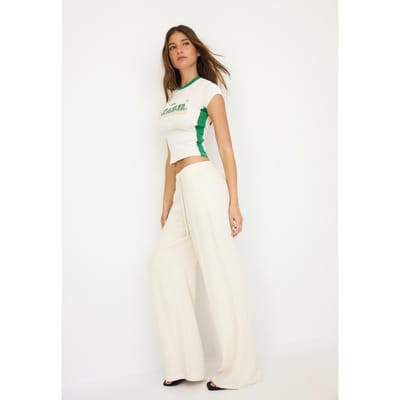 Stradivarius Rechte broek met linnen-effect  Steen XS