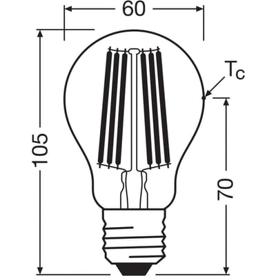 OSRAM Energy Class LED-lamp in klassieke gloeilampvorm, 7,2 W / 1521 lm, EEK A, koud wit licht (4000 K), CRI 80, gemaakt van helder gekleurd loodvrij glas, E27 fitting, IP20, 60 mm diameter.