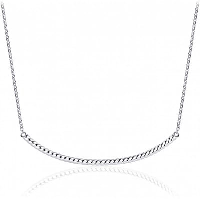 Gisser Jewels - Hanger incl. Ketting - Gebogen Staaf - Gedraaid - 3mm x 50mm - Lengte 42+5cm - Gerhodineerd Zilver 925 - N1074-42+5 - Sieraad - Dames