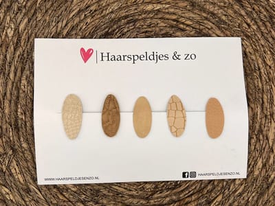 Haarspeldjes 'Yara' setje 1 - speldje met imitatieleer - 4 cm speldjes