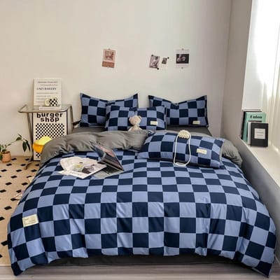 Zwart en Wit Ruit Dekbedovertrek Set Full, Geometrisch Ruit Beddengoed Set Zacht Ruitjes Geruit Dekbedovertrek met 2 Kussenslopen Single 150x200cm gray
