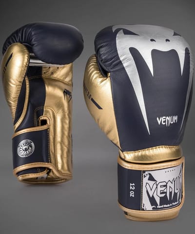 Venum Bokshandschoenen Giant 3.0 Leer Marineblauw Goud Zilver - 12 OZ