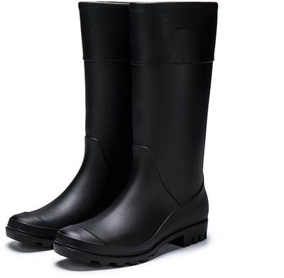 longziming -Dames Regenlaarzen – Waterdicht & Antislip – Knielang Design – Comfortabele Binnenzool – Lichtgewicht Rubber – Zwart – Maat 36 – 1 Paar