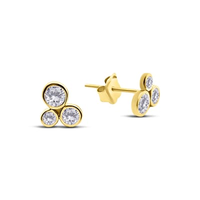 New Bling 9NBSAM-G230273 Gouden Oorknopjes met Zirkonia - 6,7x5,8mm - 14 Karaat - Goud