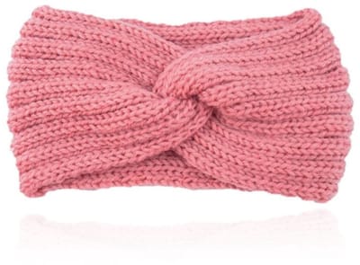 LGT JWLS Gebreide Hoofdband met Kruisknoop - Houdt Oren Warm - Roze