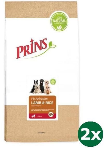 2x14 kg Prins fit selection lamb & rice hondenvoer