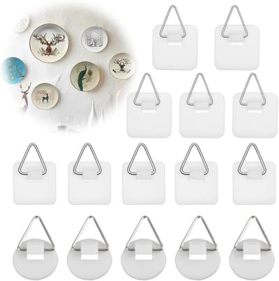 Set van 15 zelfklevende haakjes voor het ophangen van foto's, muurhaken, decoratieve haakjes in de kleur wit