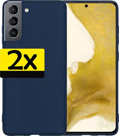 Hoesje - 2 Stuks - Geschikt voor Samsung Galaxy S22 - Sterk & Shockproof - Case Siliconen - Back Cover - Telefoon Hoes - Telefoonhoesjes - Donkerblauw