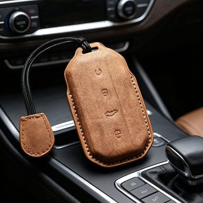 Leren Sleutelhanger Sleutelhoesje Case Voor Chery Jaecoo J5 J7 2025 Gaco 5 Sleutelbeschermer Houder Auto Accessoires beige