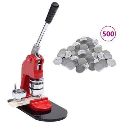 vidaXL - Buttonmachine - met - 500 - st - buttononderdelen - 25 - mm