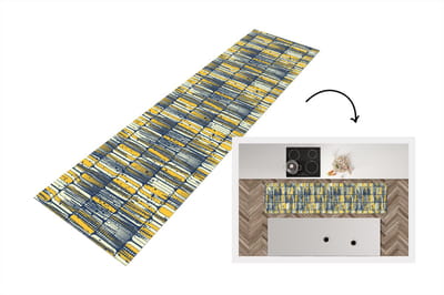 Keukenloper - Loper keuken - Sixties - Patronen - Geel - Rock - 200x50 cm - Keukenloper vinyl