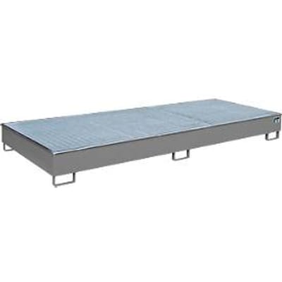 Bauer RW-GR 3300-2 PE vakkenbak, met rooster en PE inzet, B 3262 x D 1312 x H 267 mm, tot 540 l, gelakt staal, muisgrijs