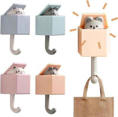 Zelfklevende Wandhaken voor Kinderen - Multifunctionele Decoratieve Haken voor Jassen, Sleutels en Hoeden in Huis en Keuken