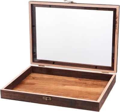 Transparante Display Case voor Natuurlijke Houten Sieraden met Glasdeksel - Shadow Box voor Entomologie en Verzamelaccessoires