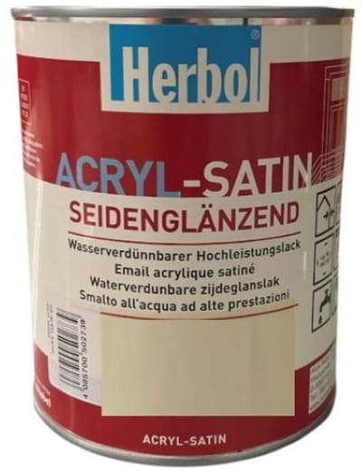 Herbol Acryl Satin - Watergedragen zijdeglanslak voor hout en diverse ondergronden - 1 L - Wit