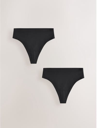 Next - Dames - Set van 2 No VPL menstruatiestrings met hoge taille - Zwart