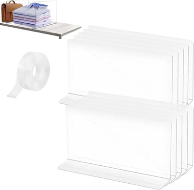 Set van 10 Plankverdelers 20 x 12 x 4 cm - Transparante Scheidingswanden voor Kasten, Kleding en Laden, Multifunctionele Organizer voor Thuisgebruik
