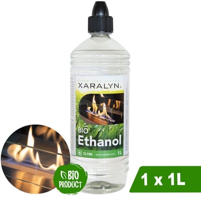Xaralyn Bio-ethanol CL100 (1 Liter) - 100% puur bio ethanol - Gele vlam - Geen toegevoegde geur - Vloeibare ethanolbrandstof voor binnenhaarden en tafelhaarden