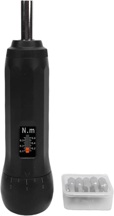 Torsieschroevendraaier Set - Precisie Schroevendraaier - Nauwkeurig Aandraaien - Instelbaar Koppel 0.1-0.6 Nm - 160 x 43 mm - Grijs
