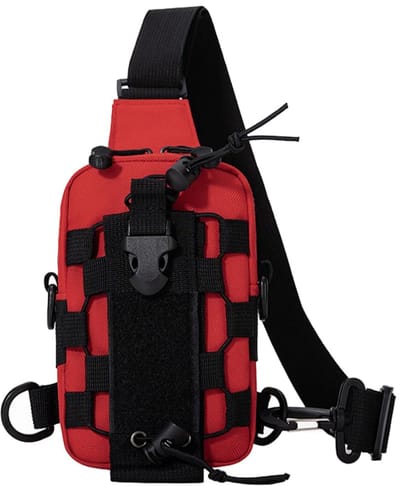 Tactische heuptas voor heren - Multifunctionele crossbodytas & borsttas - Met bidonhouder - Geschikt voor kamperen en fietsen - rood