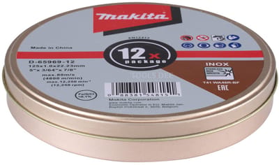 Makita D-65969-12 Doorslijpschijf 125x22,23x1,0mm RVS VE=12