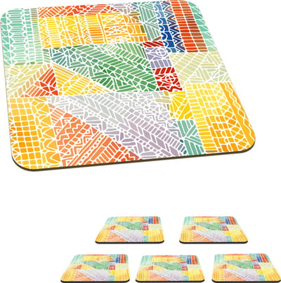 Onderzetters voor glazen - Patronen - Mozaïek - Abstract - 10x10 cm - Glasonderzetters - 6 stuks