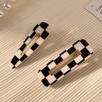 2 stuks Geruite Print Haarclip Elegante Klauwclips Haarklauwen Haarspelden, Schoolspullen 2pcs