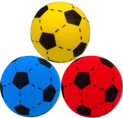 3x Kyto Softbal 20cm Schuimbal geel, blauw, rood | Voetbal voor buiten en binnen | Strandbal geschikt voor kinderen vanaf 36 maanden