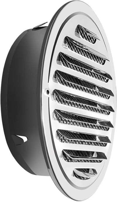Rond Ventilatierooster van Roestvrij Staal - 120 mm met Insectennet voor Keuken en Badkamer