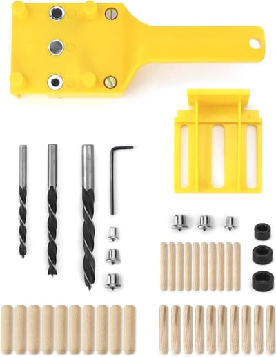44-delige Houtbewerking Boor Sjabloon Set, Verstelbaar Boor Sjabloon voor Ø 6/8/10mm Houten Dowel, Precisie Gereedschap voor Houtbewerking en Meubelmontage