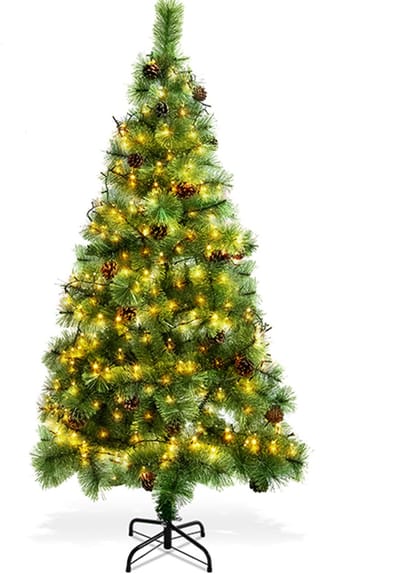 Aigostar Kunstkerstboom met LED Verlichting - Kerstboom - 180 CM - 300 LED-licht - Kerstboom - Metalen standaard - Groene
