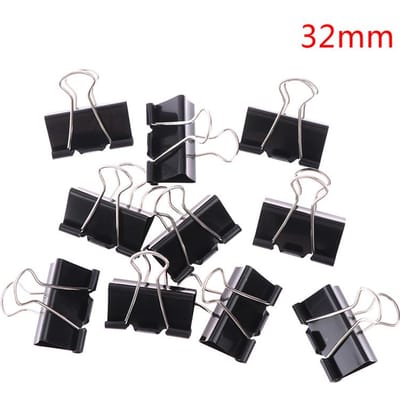 24 Stuks Zwarte Metalen Paperclips 32mm Notities Briefpapier Clip Kantoorartikelen Binding Bevestiging zwart