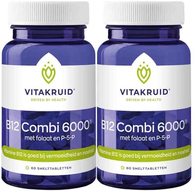 Vitakruid B12 Combi 6000 met folaat en P-5-P - 2 x 60 tabletten - Voordeelverpakking