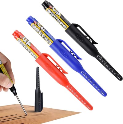 Diepe Gat Marker - Constructie Pen - Precisie Markeren - Verlengde Fijne Tip - 3 Stuks - Diverse Kleuren