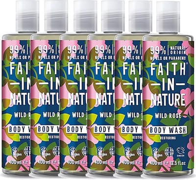 Faith in Nature - Wild Rose Bad-en Douchegel - 400ml - 6 Pak - Voordeelverpakking