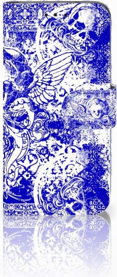 Telefoonhoesje met Naam Samsung Galaxy S10e Angel Skull Blauw