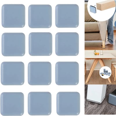 12stuks-Antislipkussentjes voor stoelpoten-Vierkante zelfklevende kussentjes-Zelfklevende antislipkussentjes-Zelfklevende beschermkussentjes voor tapijt en vloer - Anti-slijtage vloermatten voor verhuizingen - 40*40*6 mm - Blauw -Geschikt voor tapijt