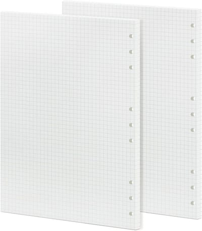Vulblokken voor B5 Notitieboek, 5x5mm Ruitjes, 90 Stuks, 100GSM Crème, Perforatie, 255x180mm, Ideaal voor Notities en Schetsen