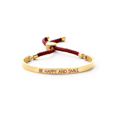 Key Moments 8KM-BC0033 Open Bangle 5mm Be Happy And Smile - Cadeau - rood