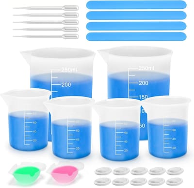 Maatbekers, Siliconen Bekers 250ml/ 100ml Siliconen maatbekers Tool Kit voor hars voor mengbeker met antiaanbaklaag doe-het-zelf hars kleefgereedschap en siliconen vorm