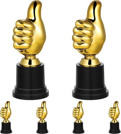 Set van 6 Gouden Duim Omhoog Trofeeën Kleine Winnaars Beker Award