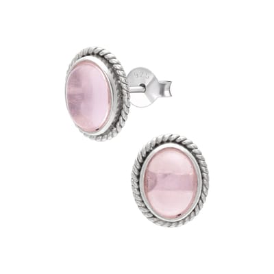 WeLoveSilver oorbellen - zilver rozenkwarts oorstekers - stijlvol & hypoallergeen