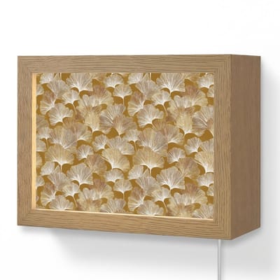 Wandlamp 20x15 cm - Oplaadbaar - Ginkgo - Bladeren - Goud - Wandlampen binnen woonkamer - Slaapkamer lamp met kabel - Decoratieve nachtlamp - Vloerlamp snoer