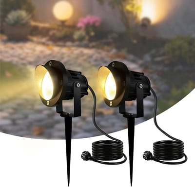 Set van 2 Tuinlampen met 10W LED Verlichting, Waterdicht en Geschikt voor Buiten, Ideaal voor Tuinpaden en Tuinverlichting met 1.5m Kabel