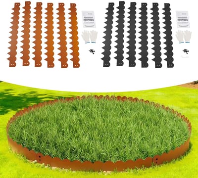 Dailygoods 6 STUKS 102x15cm Flexibele Bruin/Zwarte Metalen Tuinrasrand, Landschapsrand, Gazonbarrièrerand, Gazonrand
