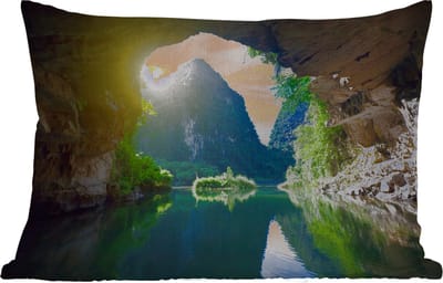 Buitenkussens - Tuin - Water - Grot - Zon - Natuur - Planten - 50x30 cm