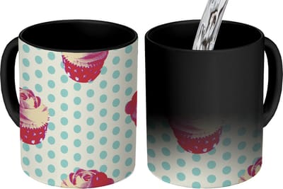 Magische Mok - Foto op Warmte Mokken - Koffiemok - Patronen - Cupcake - Eten - Magic Mok - Beker - 350 ML - Theemok