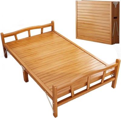 Inklapbaar Eenpersoonsbed - Vouwbed Bamboess - Logeren en Slapen - Geen Montage Nodig - 190x80x50cm - Naturel